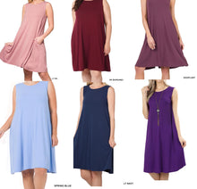 Load image into Gallery viewer, Sleeveless swing dresses-side pockets
