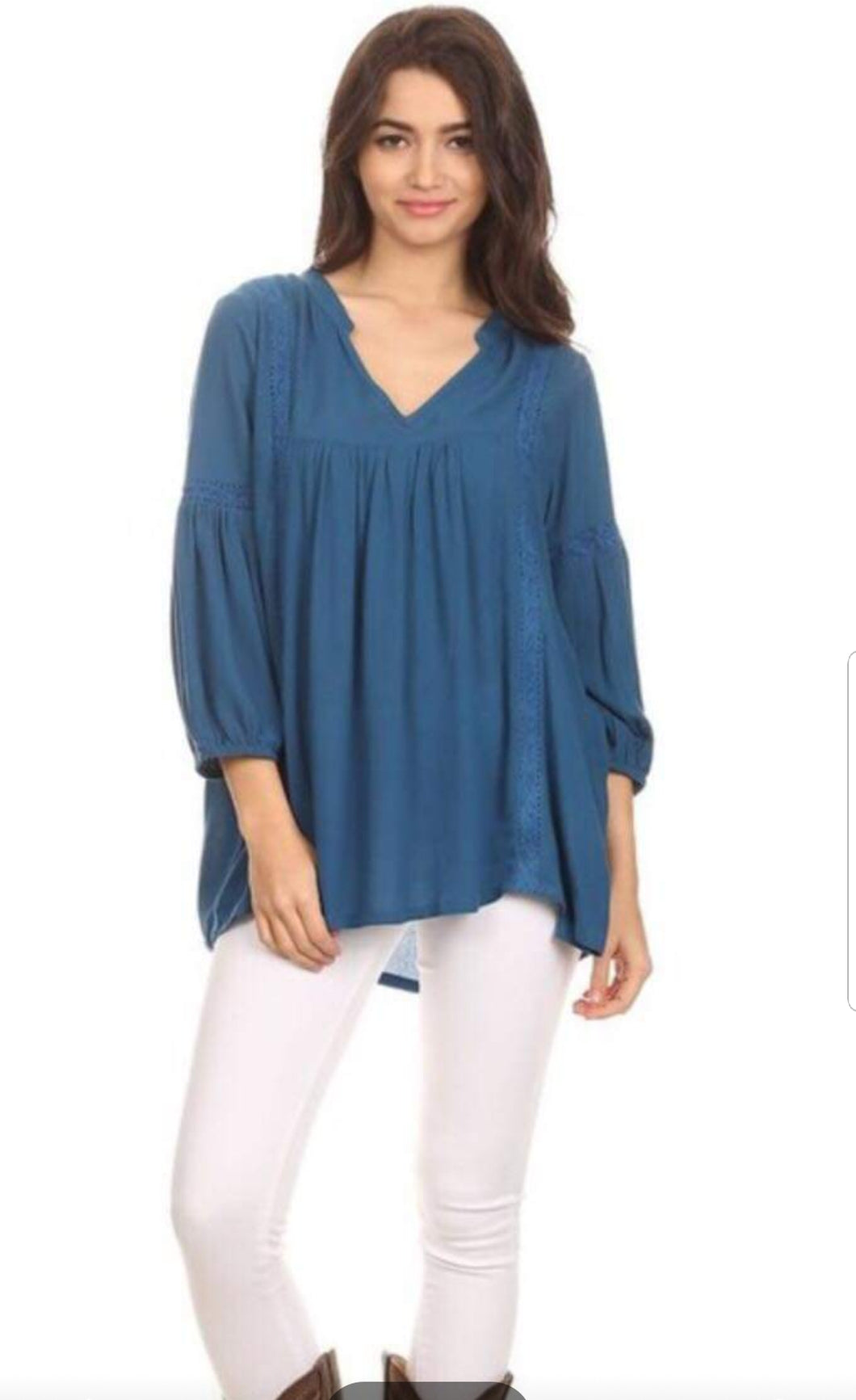 Teal 3/4 sleeve top by Lady's World