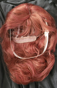 Red long wavy wig with bangs - color Claret