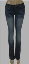 Load image into Gallery viewer, Distressed Studded boot cut jeans, low rise

