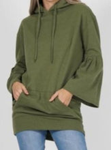 Load image into Gallery viewer, Bell sleeved hooded sweatshirt by Zenana
