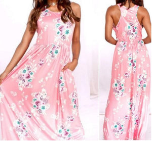 Pink floral tank style maxi